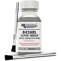 MG Chemicals Super Shield Silver Conductive Paint, 842ARL-55ML, 55 mL bottle with horse hair brushes