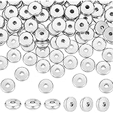 PH PandaHall 100pcs 8mm Stainless Steel Spacers Beads 2mm Hole Flat Round Beads Spacer Metal Loose Spacers Beads Charm Jewelry findings for Necklace Bracelet Earring Making DIY