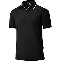 Men's Zipper Polo Shirt Short Sleeve Moisture Wicking Casual