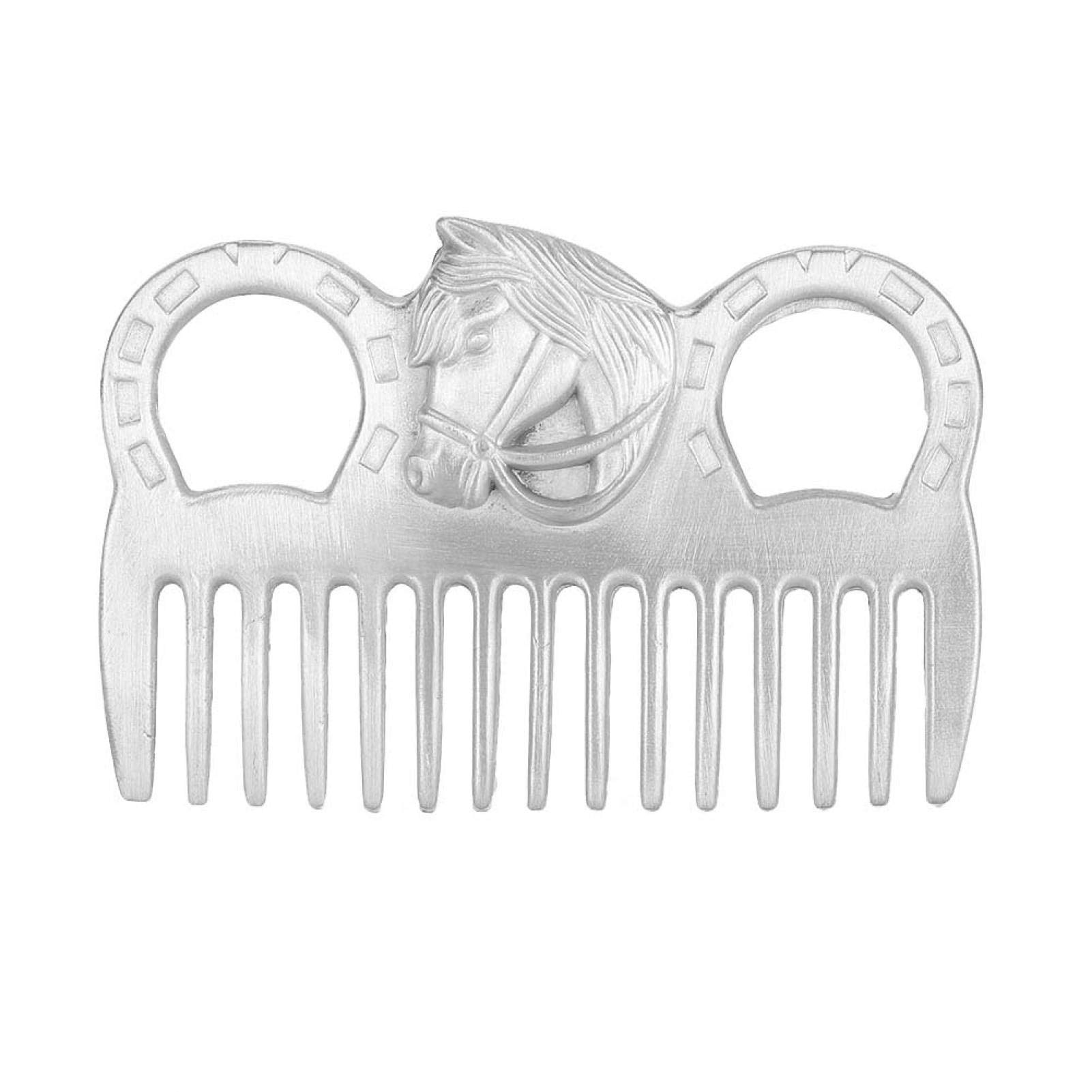 SALALIS Pocket-sized Metal Horse Comb,Metal Polishing Horse Comb,Horse Opening Knot Comb,Portable Horse Head Mane Comb for Combing Mane 3.9x2.8x0.2in