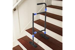 Height & Width Adjustable Stair Assist Cane for Seniors, Customizable to fit Most Indoor/Outdoor Steps, Wide Anti-Slip Base, 