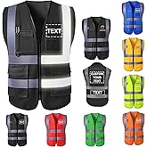 Custom Safety Vest for Men High Visibility Protective Workwear 5 Pockets Class 2 With Reflective Strip