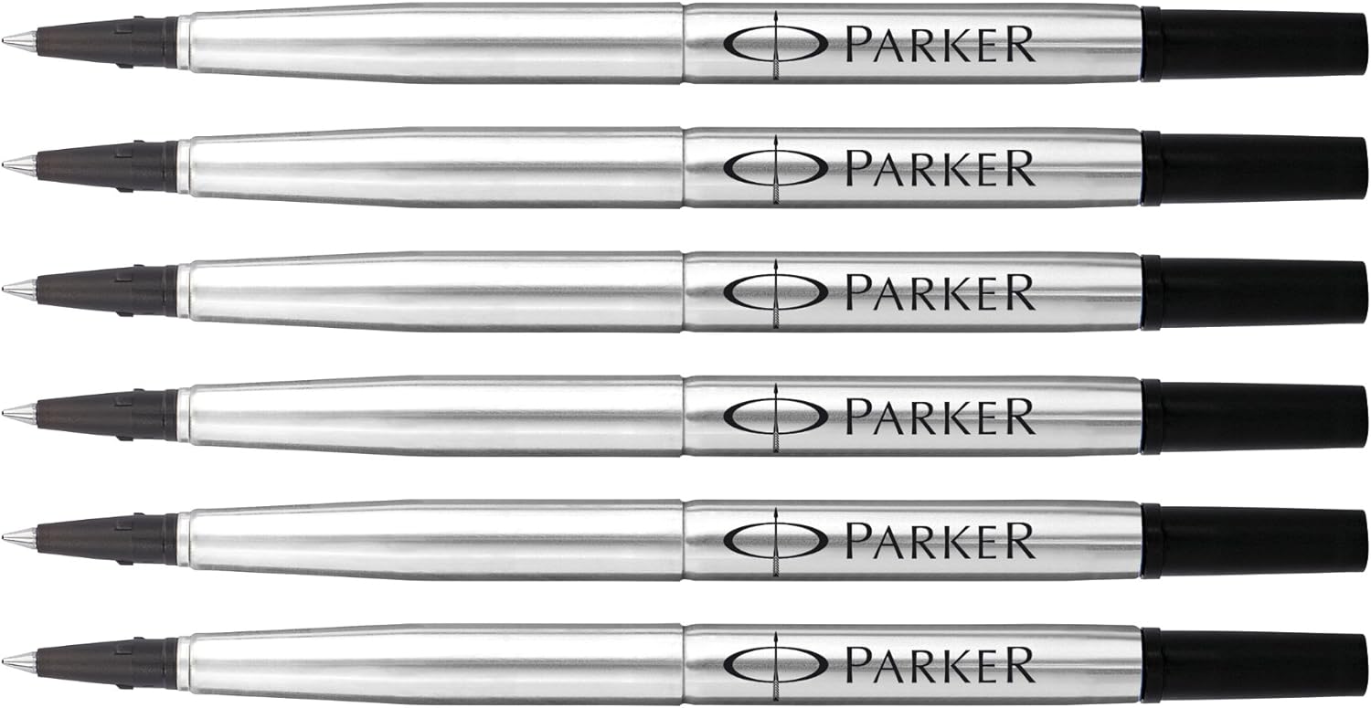 Parker Rollerball Pen Refills, Fine Point, Black Ink, 6/Pack (S0406300) Office