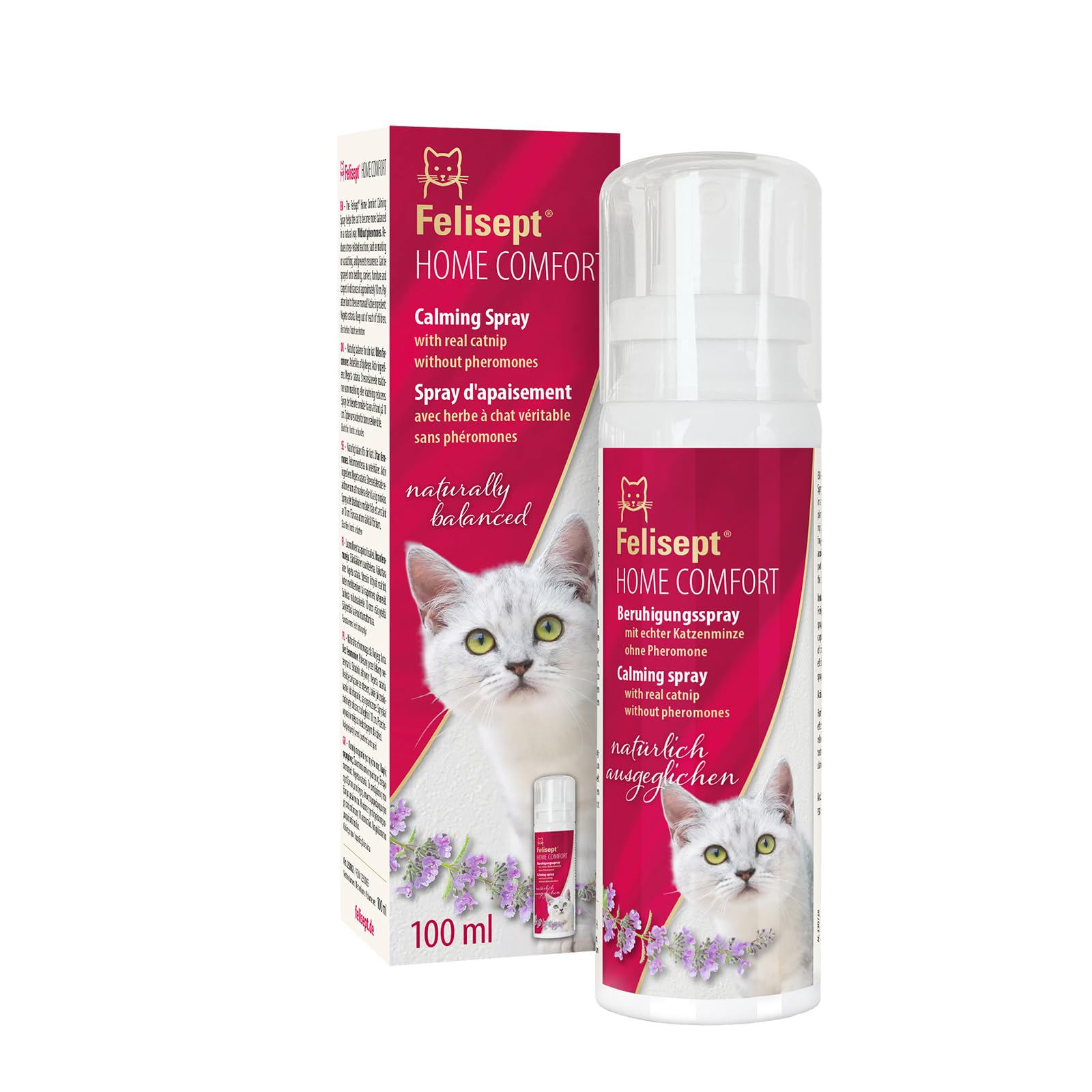 Felisept Home Comfort Cat Calming Spray 100ml - With natural catnip - Catnip spray - Reduce undesirable behaviour, stress and restlessness in home and on the move - Cat calmer — image 1