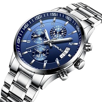 Renwangda Mens Fashion Casual Quartz Watch Business Watches Men Stainless Steel Chronograph Wristwatch Cj-2214Bu