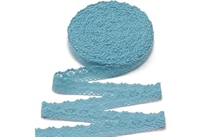 SUYUN WELL 15 Yards 1.13 inch('') Wide Lace Trim Vintage Lace Ribbon Crochet Lace Scalloped Edge for Bridal Wedding Decoration Christmas Package DIY Sewing Craft Supply (Light Blue, 1.13inch)