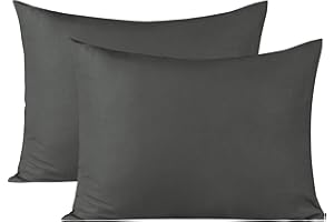 BEDSUM Microfiber Standard Pillowcases Set of 2, Soft Wrinkle Resistant and Easy Care Pillow Cases with Envelope Closure for Kids, 20x26 inches, Dark Grey