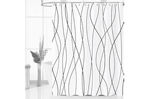 Caheansi Black and White Striped Shower Curtain, Modern Abstract Geometric Black White Striped Simple Minimalist Art Bathroom Curtain Waterproof Fabric Machine Washable with Hooks, 72" Wx72 L