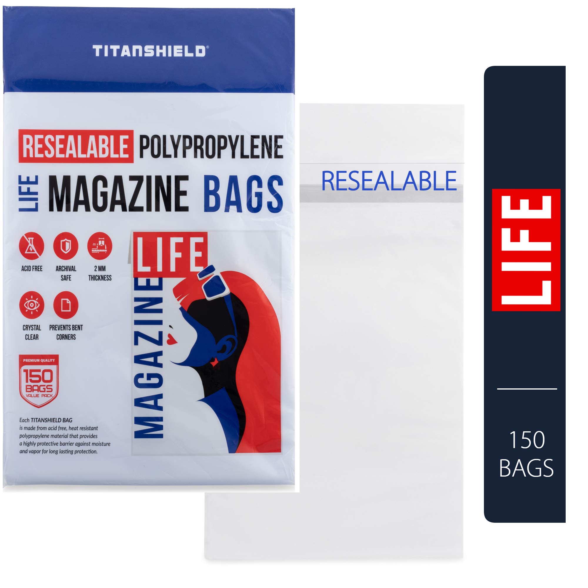 TitanShield Resealable Life Magazine Bags (150 Bags)