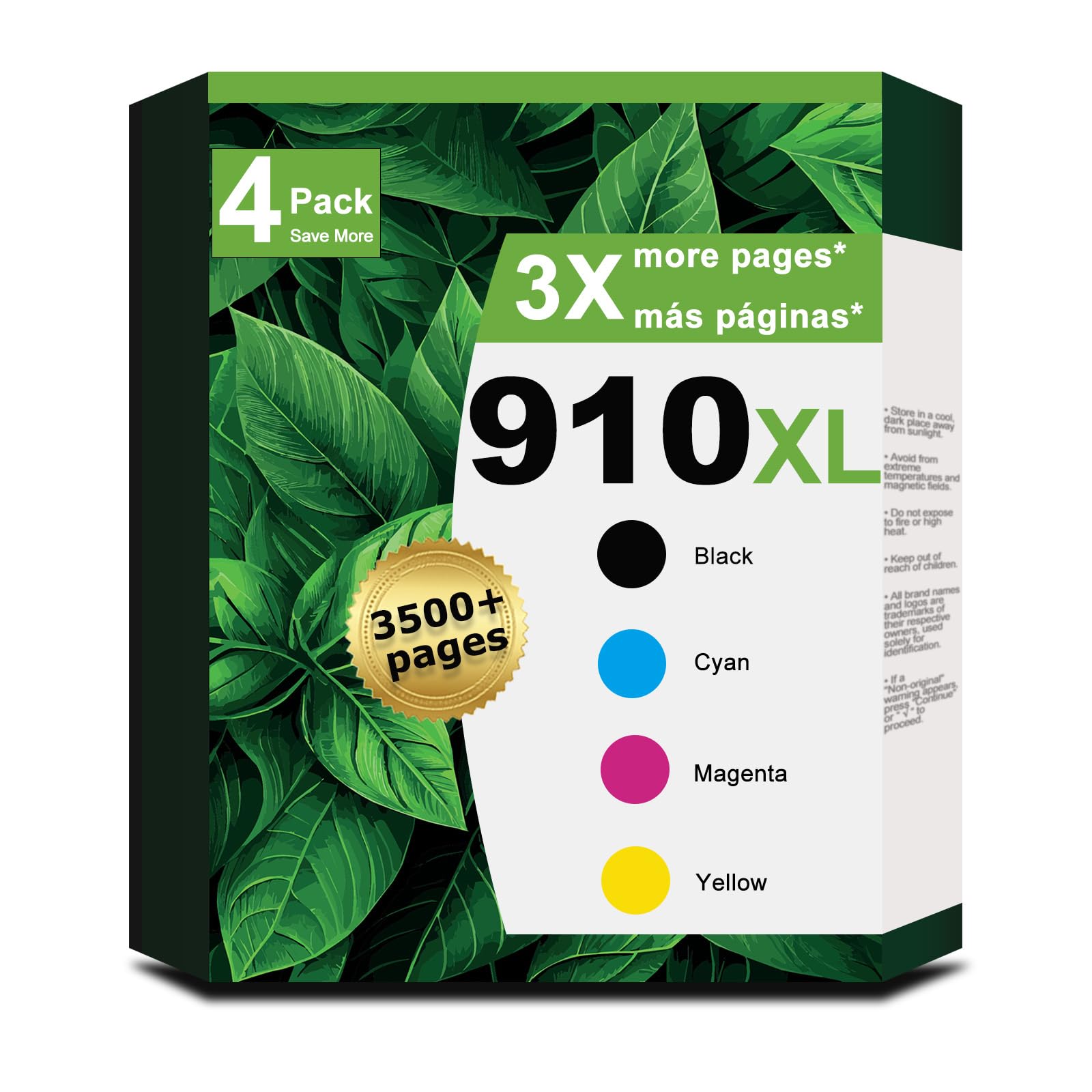 Photo 1 of 910XL Ink Cartridges Combo Pack Replacement for HP 910 XL 4 Pack (HP910XL HP910) to use with 8015e 8025e 8020 8028e 8025 8010 8035 8030 8035e 8034e 8028 8022e 8015 Printers (Cyan Magenta Yellow Black)