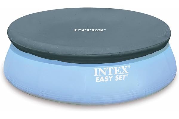 Intex Easy Set Pool Cover - 8 FT for Easy Set Inflatable Pools - 28020E Pool Cover - Includes Rope Tie, Drain Holes, Snug Fit