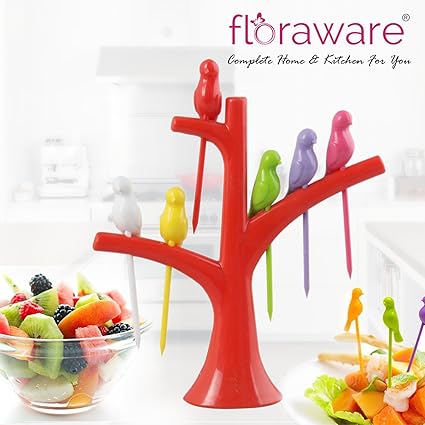 Floraware Plastic Fork Set, Set of 6, Multicolour (Fruit-Frok-Reg.)
