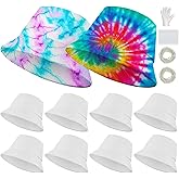 Silkfly White Cotton Bucket Hat for Tie Dye Blank Sun Hat DIY Sublimation with Accessory for Tie Dye Party