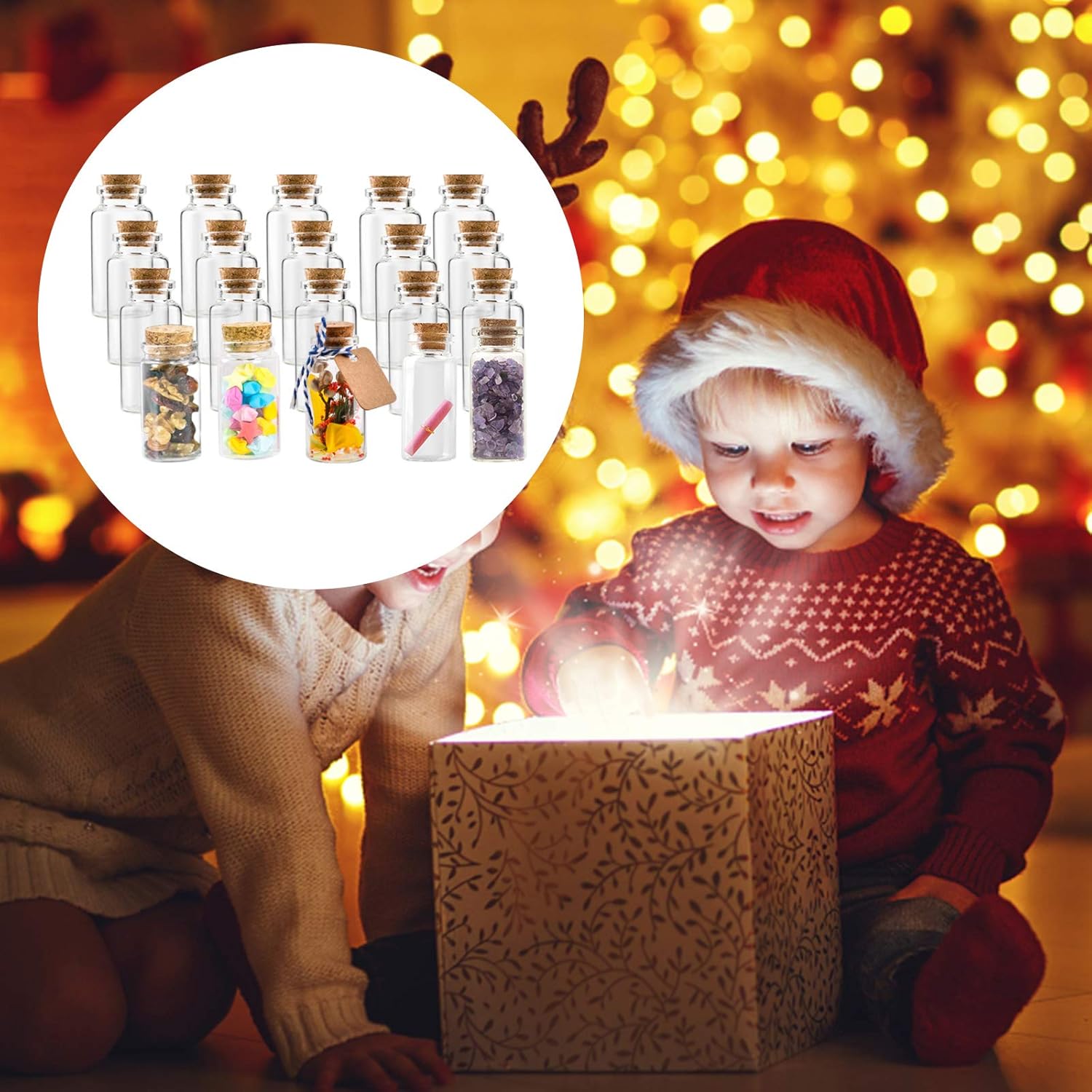 Dmyond 20pcs Mini Glass Jars Bottles with Cork, Decorative Wish Bottles with 50pcs Tags and 30M Twine, Small Glass Bottles, Clear Vials Glass Favor Jars for Wedding Favors Birthday Home Decorations: Home Improvement