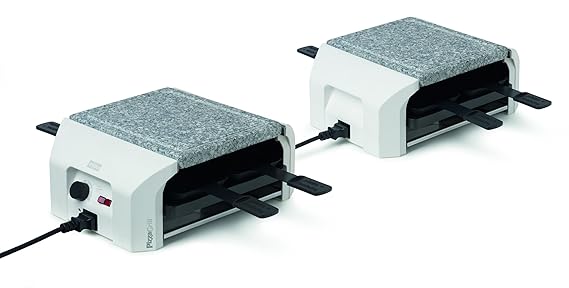 Stöckli Grill Pizza FourFour Hot'Stone Set, Basis und Endgerät, Naturstein, Multifunktional Raclette Grill Mini Pizza, 8 Pers