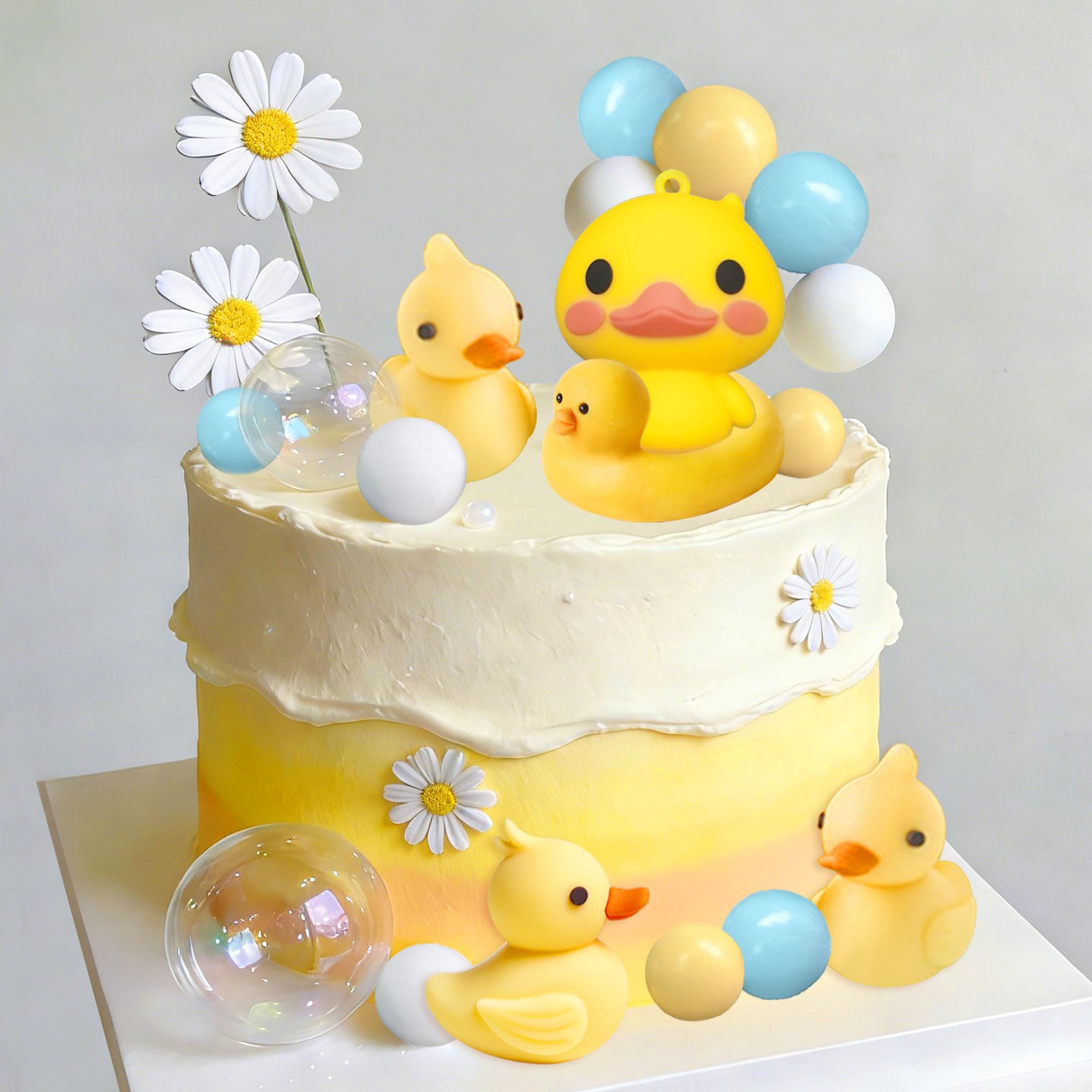 Yellow Duck Cake Decoration Duck Birthday Decorations Cute Little Duckie Cupcake Topper for Birthday Party Baby Shower Decors