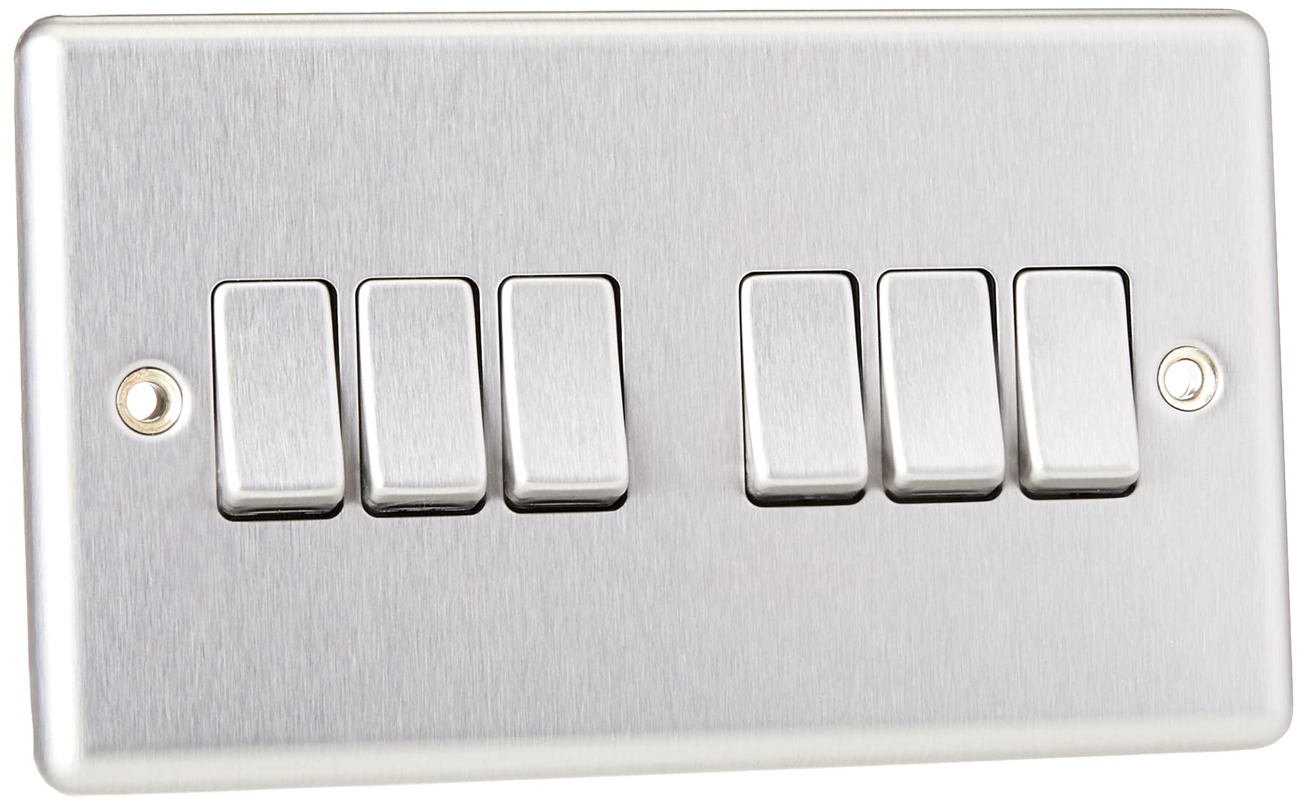 Knightsbridge CL42BC 10 A 6G Rounded Edge Brushed Chrome 2 Way Plate Switch, Silver