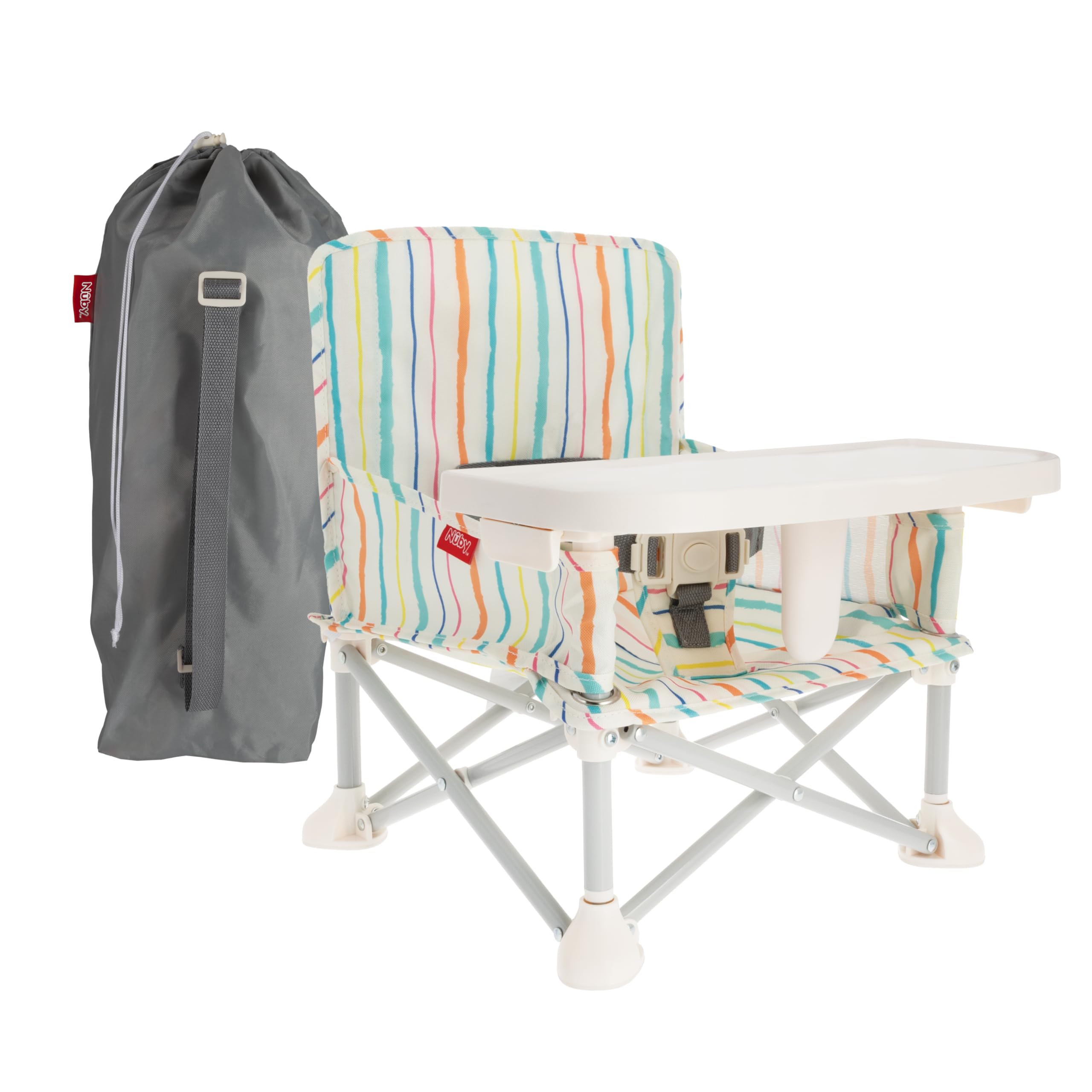 Nuby Pop-Up Booster Seat with Removable Tray - 6+ Months - Portable Booster Seat for Floor for Indoor/Outdoor Use - 3-Point Safety Adjustable Straps - Summer Travel Essentials - Stripes Image Nuby Pop-Up Booster Seat with Removable Tray - 6+ Months - Portable Booster Seat for Floor for Indoor/Outdoor Use - 3-Point Safety Adjustable Straps - Summer Travel Essentials - Stripes Image