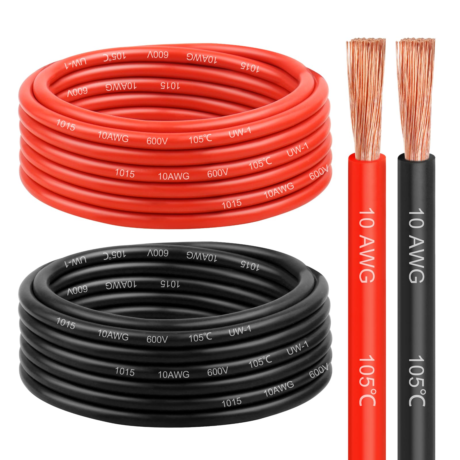 Photo 1 of 10 Gauge Wire 20 Feet, 10 AWG Pure Copper Wire, 10AWG Red and Black Oxygen Free Stranded Low Voltage Wire for Solar Panel, Automotive, Audio Auto, LED Lighting, Generator(10 AWG 20FT)