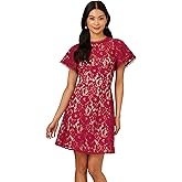 Adrianna Papell Womens Lace Flounce Short Dress