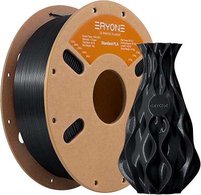 ERYONE PLA Filament 1.75mm 1kg Jet Black High Dimensional Accuracy +/-0.03mm