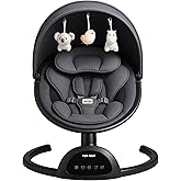 P@B PBell Baby Swings for Infants, Infant Swing, 3 Seat Positions, 5 Point Harness Belt, 5 Speeds and Remote Control - Portab