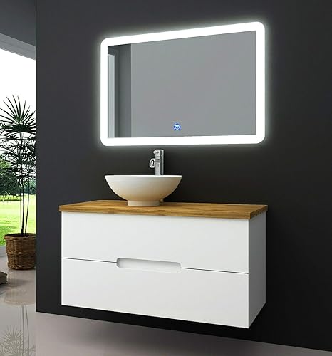 Oimex Tambus 90 Cm Designer Badmobel Set Waschtisch Unterschrank Mit Aufsatzwaschbecken Bambus Holz Auf Wunsch Led Spiegel Armatur Grosse Waschbecken Rechts Waschtisch Mit Led Spiegel Und Armatur Amazon De Baumarkt