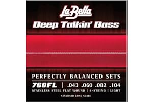 La Bella 760FL Deep Talkin' Stainless Steel Flat Wound, 4-String, Light, Bass Guitar String 43-104