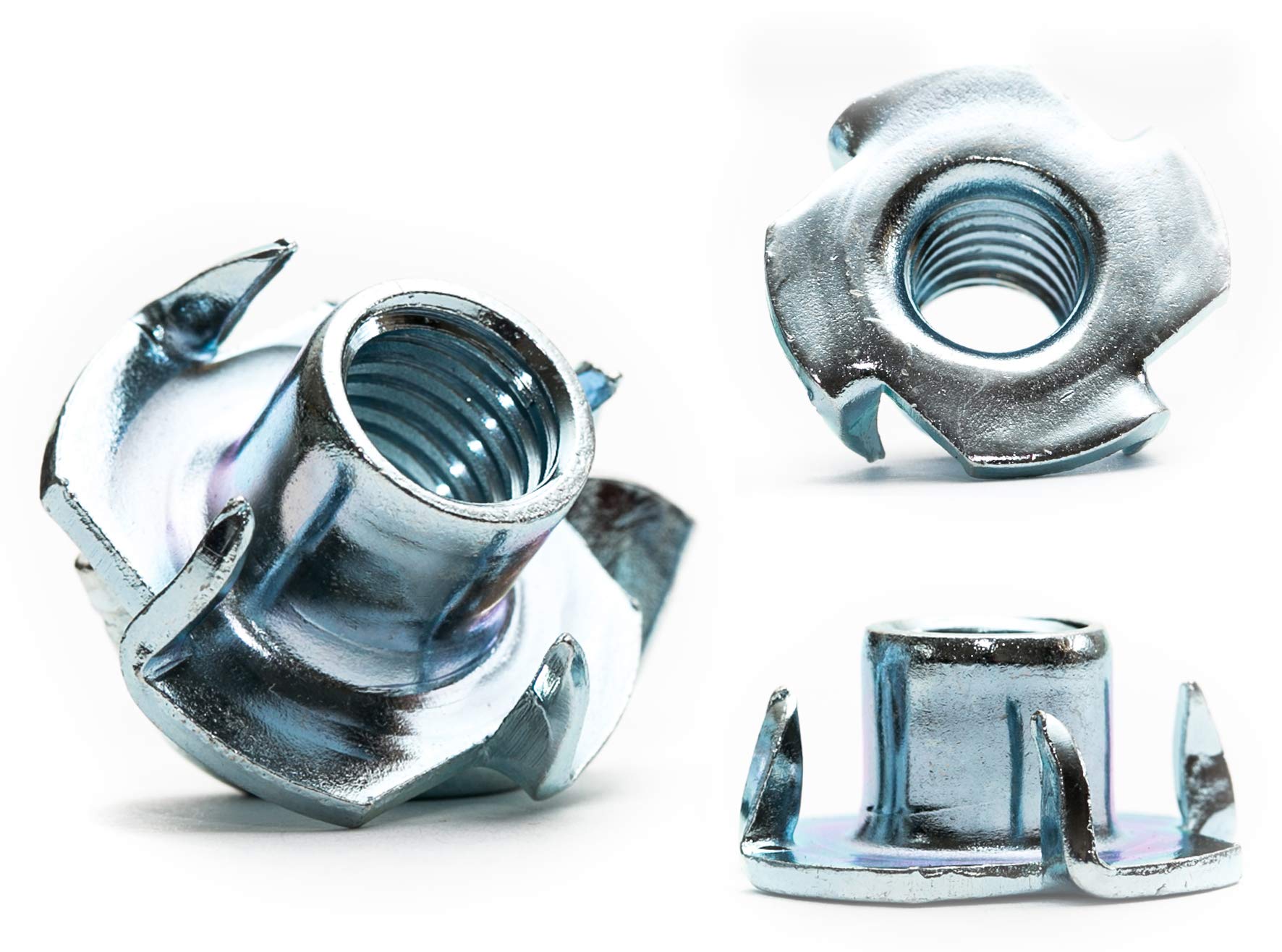 M10 (10mm ¯) T-Nuts Four Pronged Captive Blind Threaded Inserts For Wood Furniture (Pack of 10) A02E