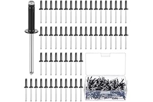 LEIFIDE 200 Pcs 3/16" x 3/4" Trifold Rivets Assortment Black Aluminum Tri Grip Exploding Pop Rivets Bulb Style for Kayak Marine Boat Buildings Containers