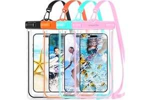 smartlle Waterproof Phone Pouches Holders Cases, 4 Pack Phone Water Protectors for iPhone 15 14 13 12 11 Pro Max XS Plus XR, for Galaxy S24 S23 S22 S21, IPX8 Cell Phone Dry Bags for Beach Necessities