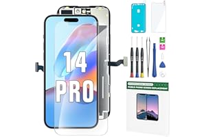 FFtopu iPhone 14 Pro Screen Replacement Kit 6.1'' LCD Display 3D Touch Screen Digitizer Full Assembly Repair Kits Waterproof Frame Sticker+Screen Protector for A2650, A2889, A2890, A2891, A2892