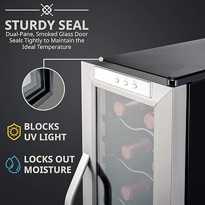 Buy Ivation 12 Bottle Compressor Wine Cooler Refrigerator W Lock Large Freestanding Wine Cellar For Red White Champagne Or Sparkling Wine 41f 64f Digital Temperature Control Fridge Stainless Steel Online In Turkey