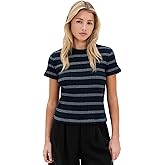 Vince Women's Striped Short Sleeve Crew Top
