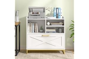 BEFRASES A Drawer Lateral File Cabinet, Filing Cabinet with Charging Station for Letter/Legal/A4 Size Hanging Files, Modern Farmhouse File Cabinet for Home Office, Printer Stand with Storage, Modern White