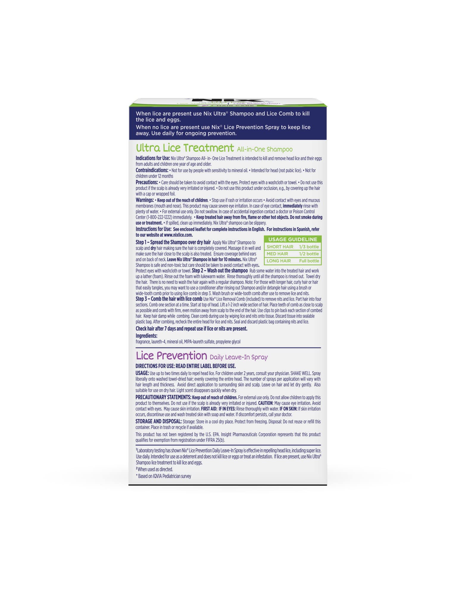 Nix Lice Treatment & Prevention Kit, All-in-One Shampoo, 4 fl oz, with Lice Removal Comb and Lice Prevention Daily Leave-in Spray, 6 fl oz