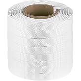 QWORK 3/4" x 500' Woven Cord Strapping Roll of 6" x 3" Core Size,, Heavy Duty Polyethylene Braided Rope Strap Roll, 2400 lb Strong Break Strength Poly Cord Strapping, White