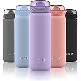 Ello Cooper 22oz Stainless Steel Water Bottle with Straw and Carry Handle, Double Walled and Vacuum Insulated Metal, Leak Proof Locking Lid with Soft Silicone Spout, Reusable, BPA Free, Lilac