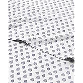 Coastal Bed Sheets - 1 Flat & 1 Fitted Sheet & 2 Pillowcases w/ Deep Pockets - Wrinkle & Fade Free Beach Themed Bed Set - Blue Sea Shell Bedding - Ultra-Soft, Breathable and Cooling - Queen Size