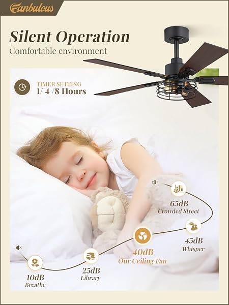 FANBULOUS 2 PACK FARMHOUSE 42 INCH CEILING FANS WITH LIGHTS, BLACK INDUSTRIAL CAGED CEILING FANS FOR BEDROOM LIVING ROOM, DOUBLE-SIDED 5 BLADES RUSTIC CEILING FAN