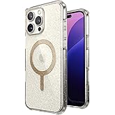 AT&T Essentials Professional Edge Shield Compatible with iPhone 16 Pro Max Clear Glitter Case Magnetic Drop Protection Anti-Scratch TPU Slim Design