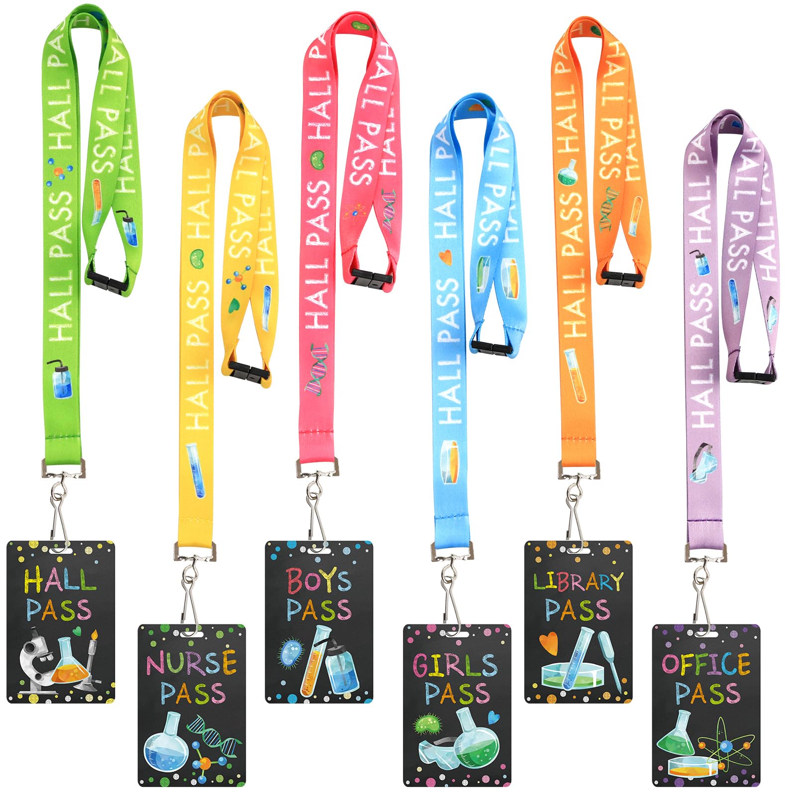 Photo 1 of ceiba tree Science Hall Passes Lanyards Set of 6 School Classroom Management Decor Library Office Nurse Boy Girl Teacher