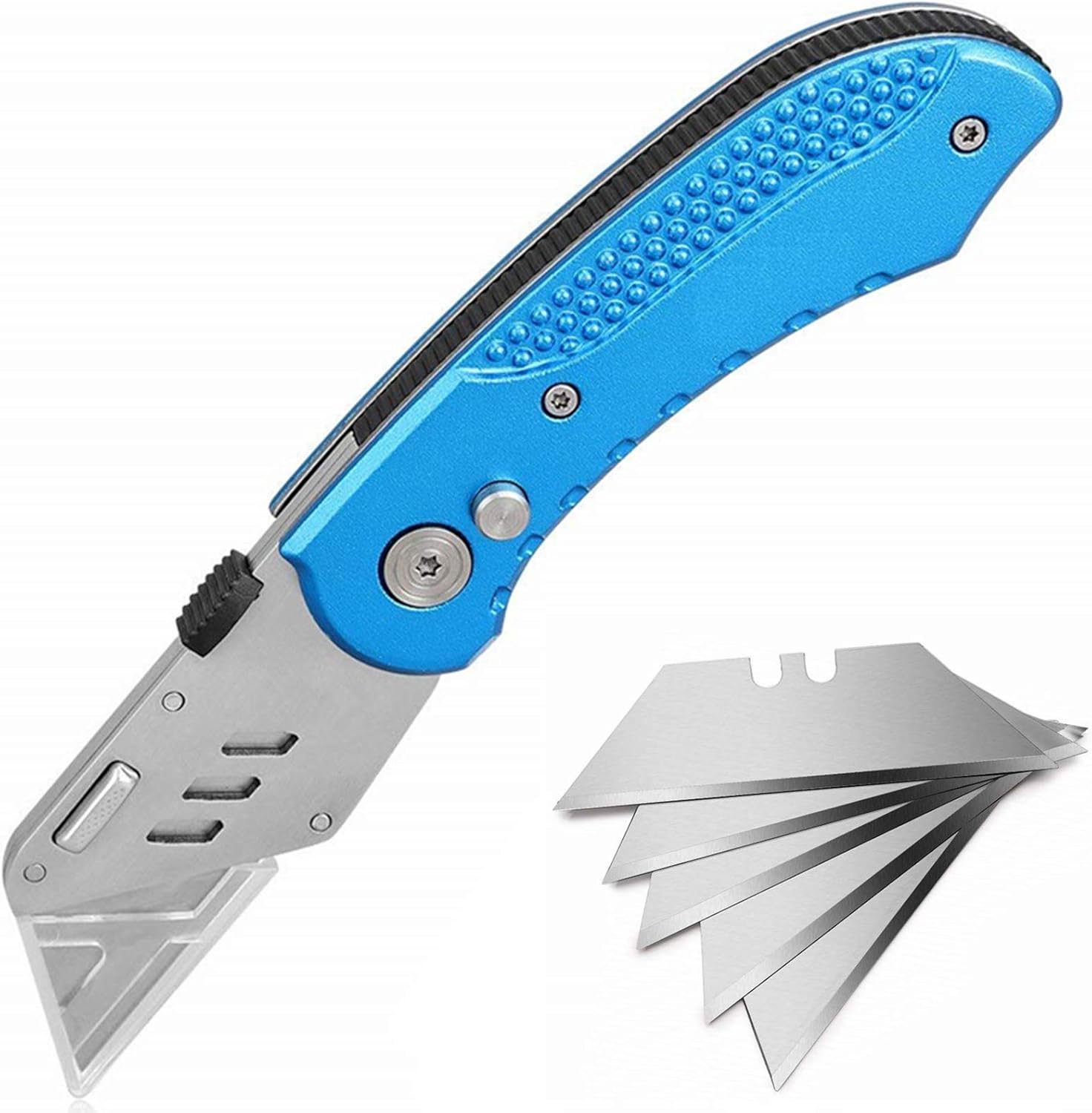 Utility Knife, Multipurpose Folding Box Cutter with 5 Replaceable SK5
