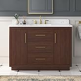 DELUXE LIVING 48 Inch Bathroom Vanity with Sink, Solid Wood Frame with Engineered Marble Countertop, Fully-Assembled Vanity w