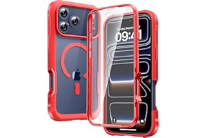 Diaclara Magnetic Designed for iPhone 17 Pro Max Case Full Body Bumper,[Compatible with MagSafe] Military Drop Proof Cover with Built-in Touch Sensitive Anti-Scratch Screen Protector,Red