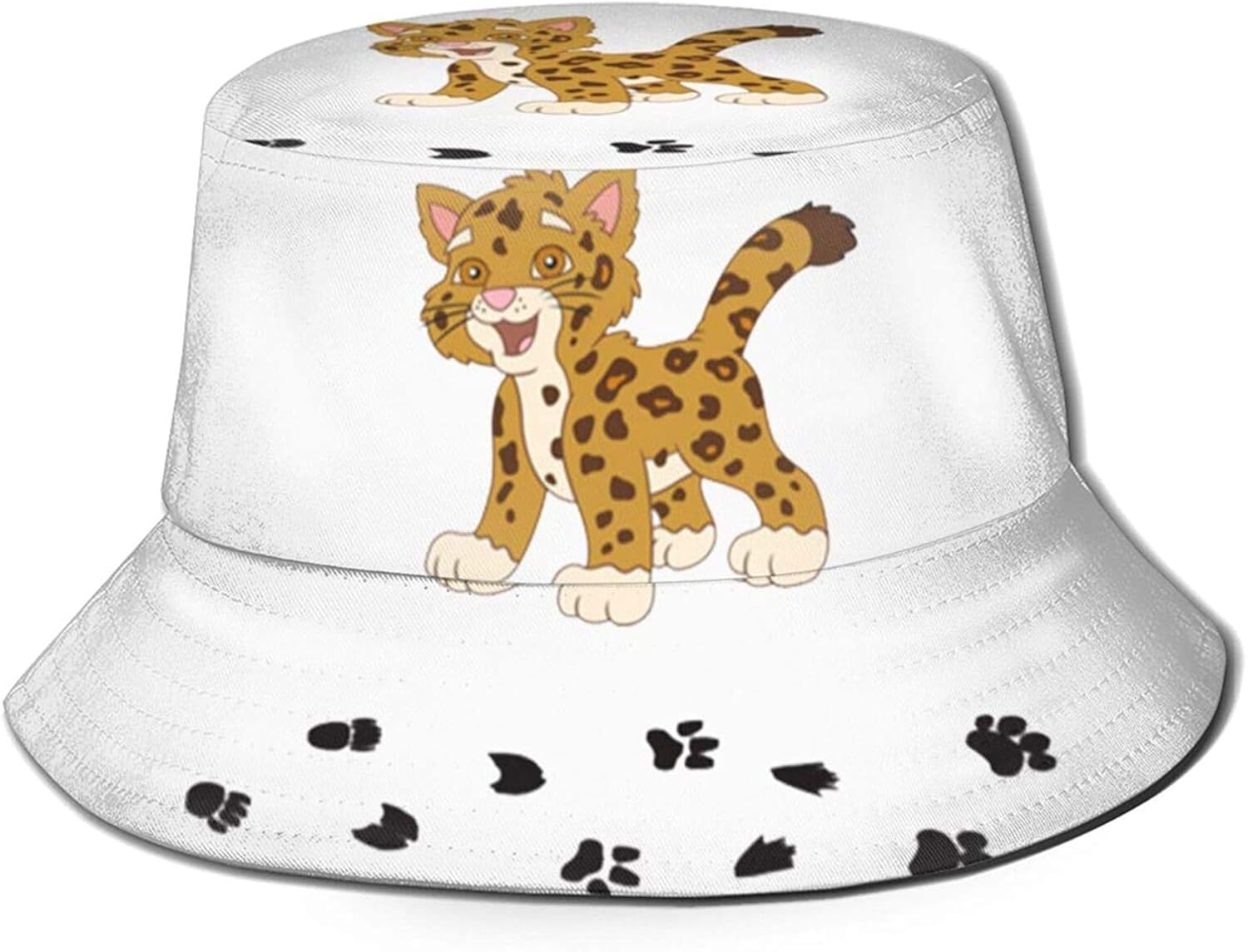 Cute Baby Jaguar Print Bucket Hat Fisherman Fishing Sun Cap for Women