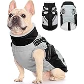 FUAMEY Dog Winter Jackets for Small Dogs,Dog Coat with Harness Built in,Waterproof Dogs Snowsuits Warm Pet Jacket Zip Up Fleece Cold Weather Coats Reflective Puppy Vest with Pocket Black XS