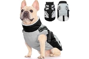 FUAMEY Dog Winter Jackets for Medium Dogs,Dog Coat with Harness Built in,Waterproof Dogs Snowsuits Warm Pet Jacket Zip Up Fleece Cold Weather Coats Reflective Puppy Vest with Pocket Black M