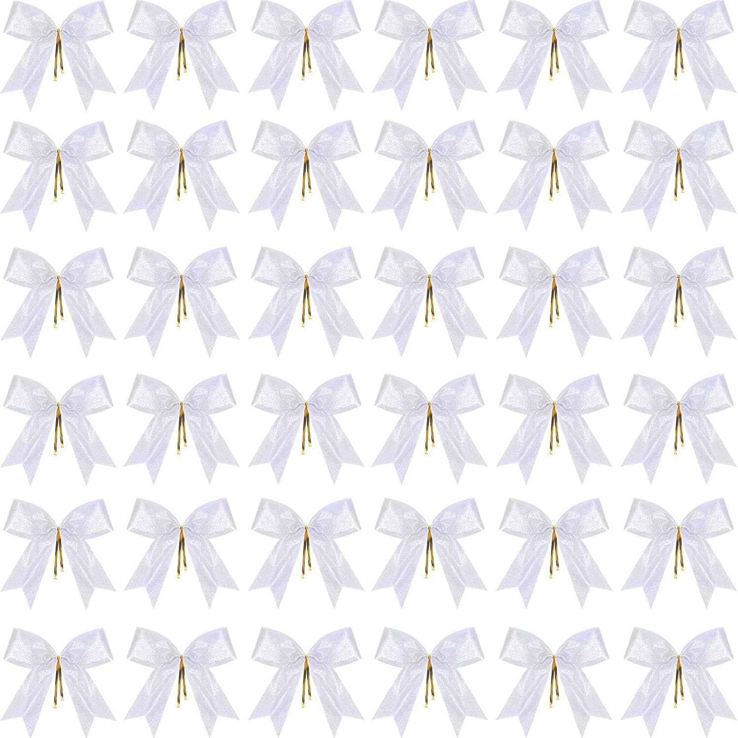 Bows & Ribbons - Cindeer 36 Pieces Glitter Christmas Bow Tie Christmas Tree Decorations 6.3 x 5.5 Inch Xmas Decor Wreath Ornaments for Garland Gift Party Home Decoration (Oxford Fabric, White)