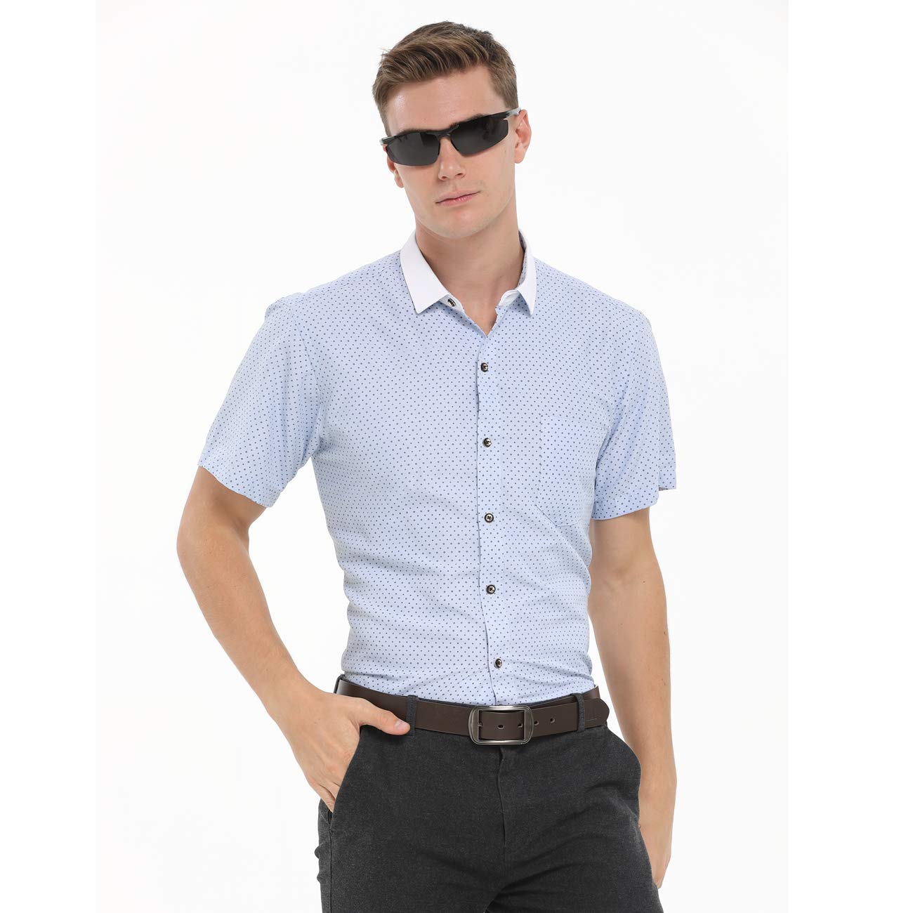 PAERDE Men\'s Sports Style Polarized Sunglasses for Men Driving Fishing Cycling Golf Running Al-Mg Metal Frame Ultra Light Glasses (Black)